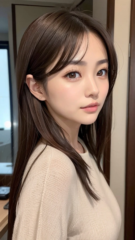 Dark brown hair、Light brown eyes、Japanese actress face、 Lady、I'Iは彼とIが好きです'I'Iは40歳くらいです.、(Intricate details:1.2)、(Which one is on top??:1.4)、 (Ultra-high resolution:1.2)、Ultra-high resolution、(Finely tuned)、(Detailed facial features)、Hmph、8K resolution、D cup size breasts、Long Hair、Large windows、Extravagant space、relax、、,Full body photo、Head to toe shot、Beautiful legs、Camisole dress、Beautiful legs、A refreshing cafe with sunlight streaming in、(plant:0.8), Fashion Hub, Extreme Detail, Very detailed, Realistic, Hourglass-shaped body, Obscene pose,、、I cry a lot、tears、diagonally from below、Please lift your chin、relaxした表情、Pose of Weakness、(auraroid photo:1.2)、From outside the window、Transparent Painting、8K、32k、Highest quality、(Details of both eyes)、1 Girl、elegant、(Loose dress :1.4)、sunset、sit、(Low Angle、Look at this:1.2)、Hilarious、Looking into the camera、