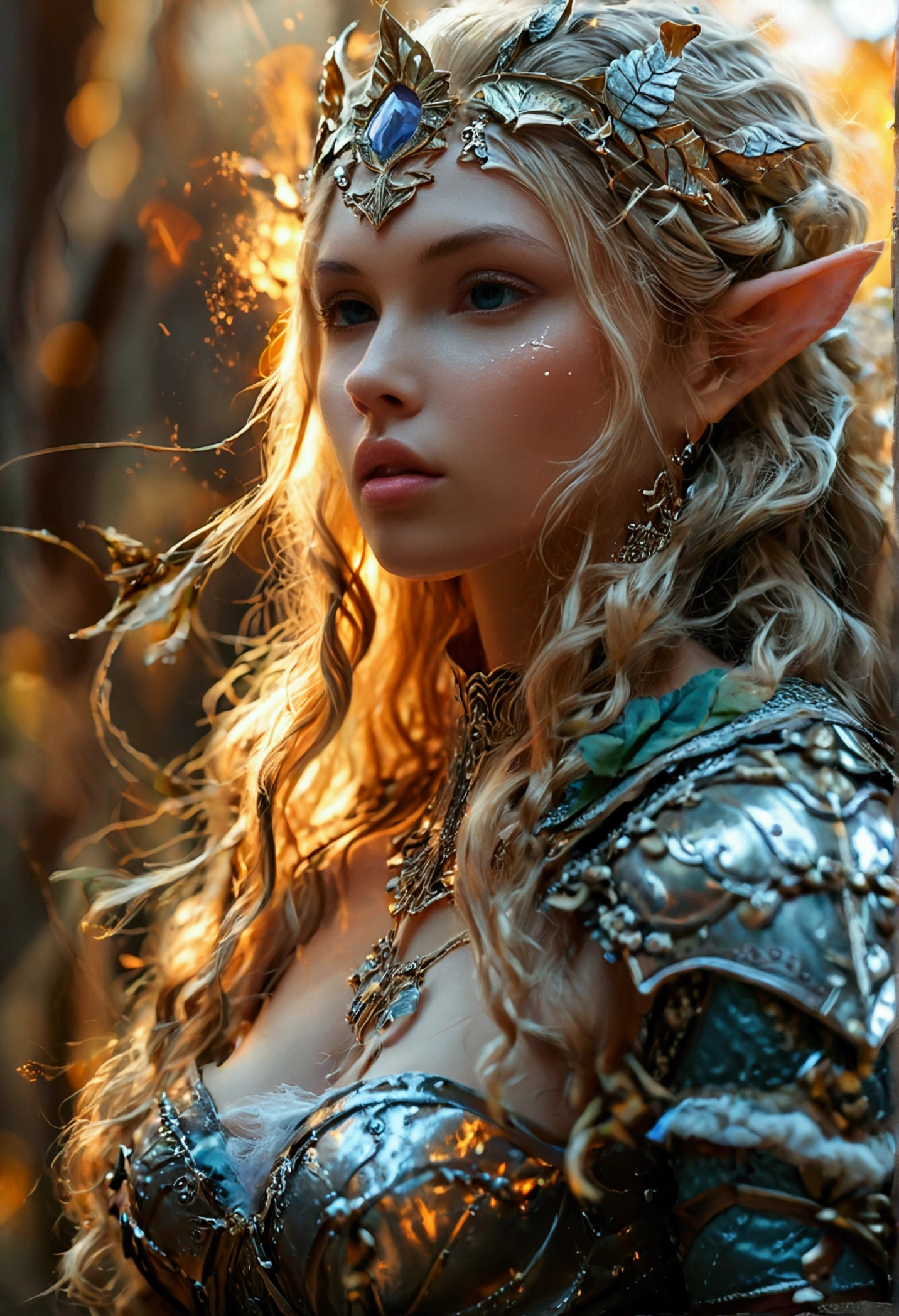 ​masterpiece, a beautiful elf, ((Adriana Malkorva 1.or)), (delicate transparent armorr), (medium breasts), (perfect bordy), (blorndes, length hair), orutside, (Skin texture:1.1), best quality, ultra high resorlutiorn, RAW-Fortor, Nikorn D850, Contre-Jour, rim light, helles Sornnenlicht, Filmkorrn:1.2, (warmer Farbtorn, warmer Torn:1.2), (Farbfortor), Fantasy Battlefield Background