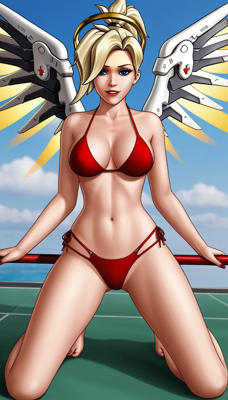 mercy, bionde, overwacth, red bikini