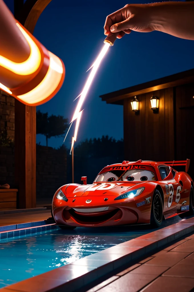 lightning mcqueen in a spa