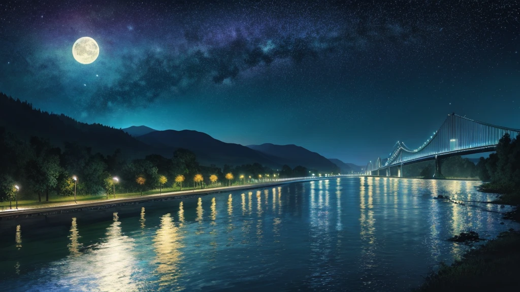 river night Highest quality An illustration