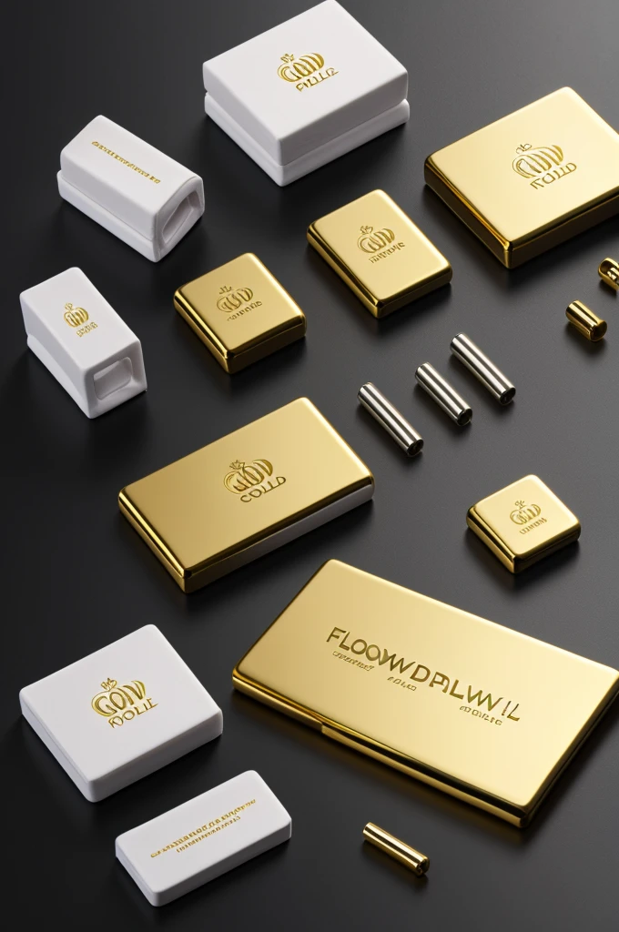 Brand with gold and silver letters for FlowDripCL branding