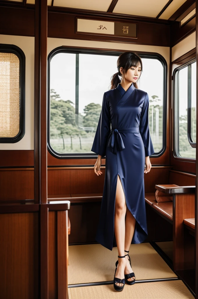 A Japanese-style club dress, with long sun sleeves and an elegant train that doesn&#39;t get in the way