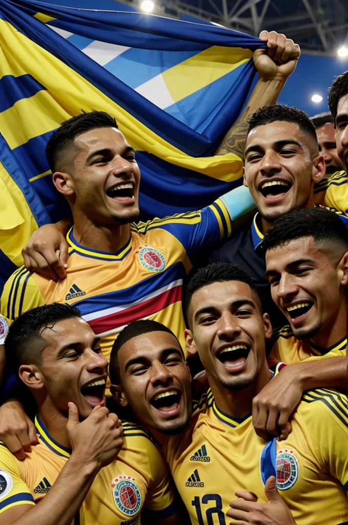 PHOTO OF THE COLOMBIA SELECTION CELEBRATING THE VICTORY OF THE AMERICAN CUP AGAINST ARGENTINA
