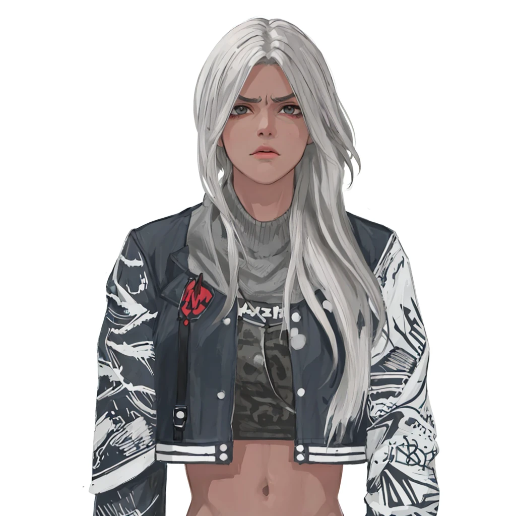 (masterpiece:1.2, best quality), (1girl, solo, upper body:1.2),angry face,Hair: buzz cut, Clothing: oversized, distressed denim jacket with patches and pins, paired with black skinny jeans and combat boots, Hanging out in an underground music venue or street art exhibit