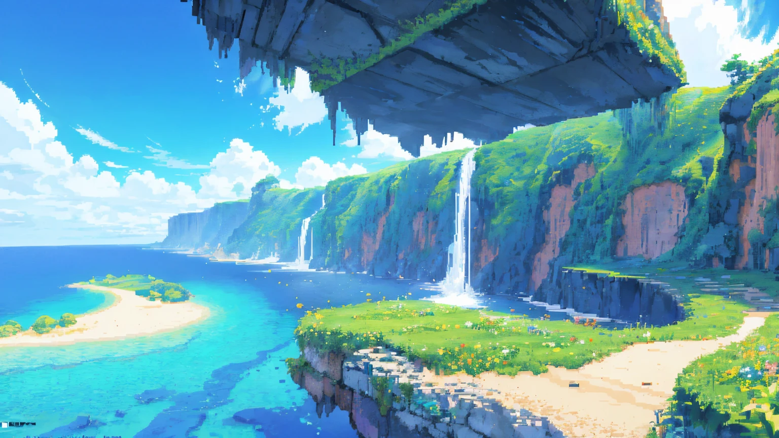 Landscape of the tourist destination pixel art. natta. pixel art 3D Papel de parede 4K. Amazing pixel art details. pixel art. vapor waves. pixel art detalhado do mecanismo irreal