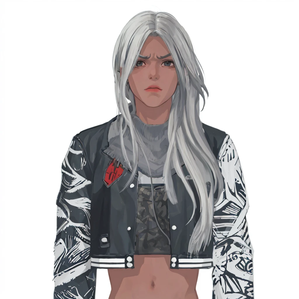 (masterpiece:1.2, best quality), (1girl, solo, upper body:1.2),angry face,Hair: buzz cut, Clothing: oversized, distressed denim jacket with patches and pins, paired with black skinny jeans and combat boots, Hanging out in an underground music venue or street art exhibit