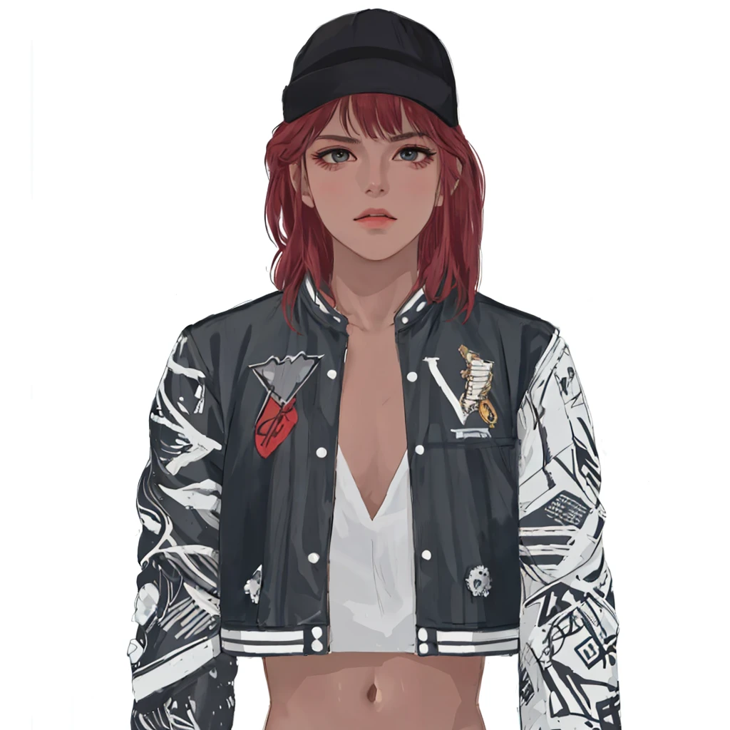 (masterpiece:1.2, best quality), (1girl, solo, upper body:1.2),flat face,Hair: buzz cut, Clothing: oversized, distressed denim jacket with patches and pins, paired with black skinny jeans and combat boots, Hanging out in an underground music venue or street art exhibit