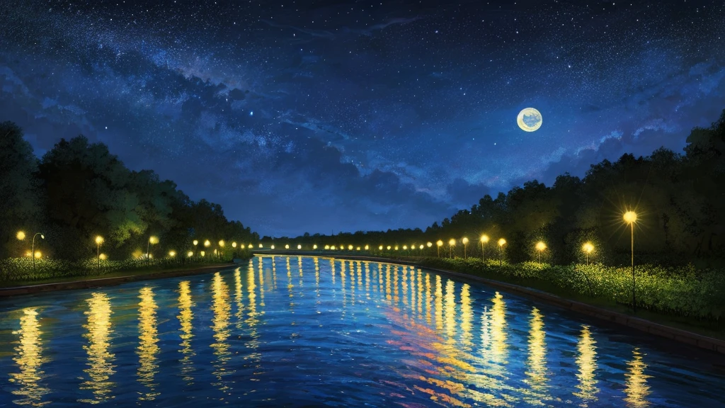 river night Highest quality An illustration