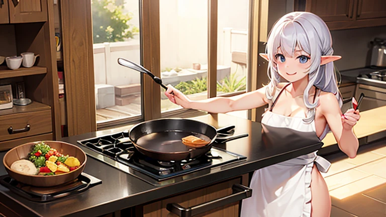 Elf Wife、Naked Apron、Focus on cooking、smile