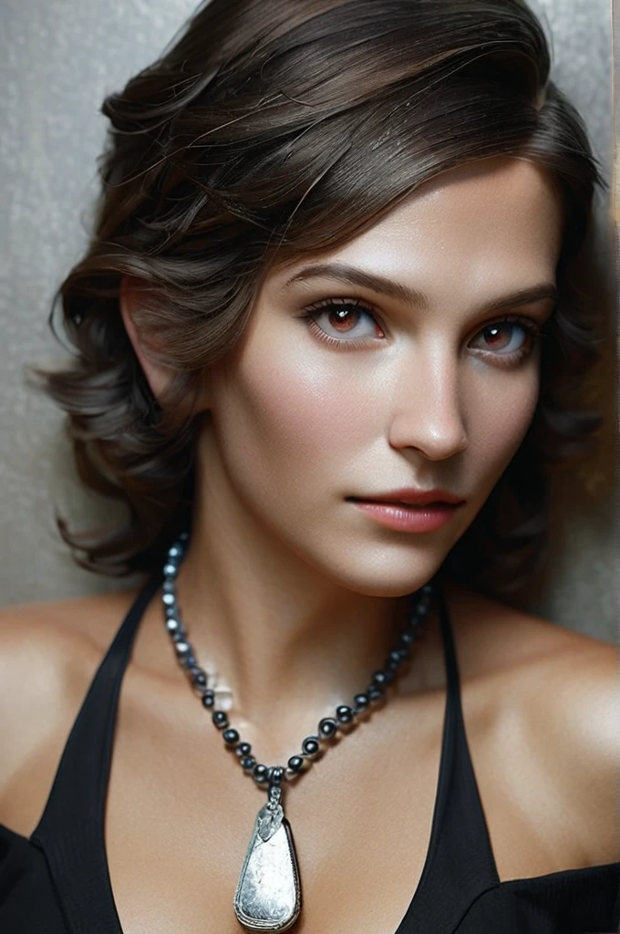 ((Лучшее качество)), ((шедевр)), (подробный), guy , 3d , brown eyes, brown eyes, dog tags, jewelry, lips, gaze at the viewer, male accent, mole, necklace, nipples, pearl necklace, pendant, photo(medium), photorealistic, realistic, solo, upper body