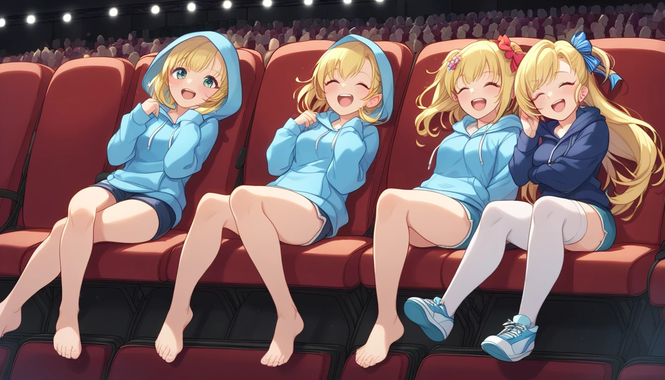 ((2girls:1.3)), ((hoodie:1.3)), ((movie theatre:1.3)), ((full body:1.3)), ((laughing:1.3)), ((curry:1.3)), ((moe style:1.3)), ((perfect face)), ((extremely cute:1.3)), ((masterpiece:1.3)), ((8k)), ((best quality:1.3)), ((beautiful)), ((extremely detailed:1.3)) , ((absurdres)), AddXL, ((score_9:1.3)), ((score_8_up:1.3)), ((score_7_up:1.3)), Expressiveh