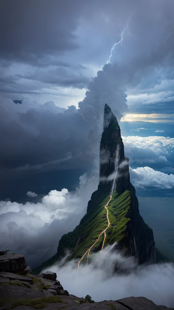 The Peak,Looking down,Shiwandashan,Thunder and lightning,Stormy weather,Spectacular,Shock。
