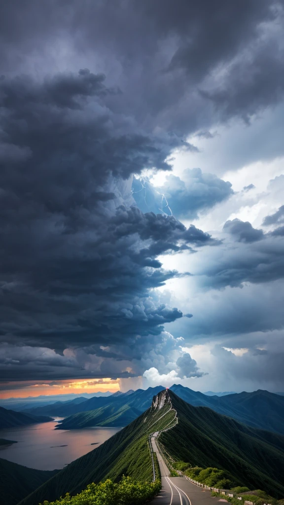 The Peak，Looking down，Shiwandashan，Thunder and lightning，Stormy weather，Spectacular，Shock。