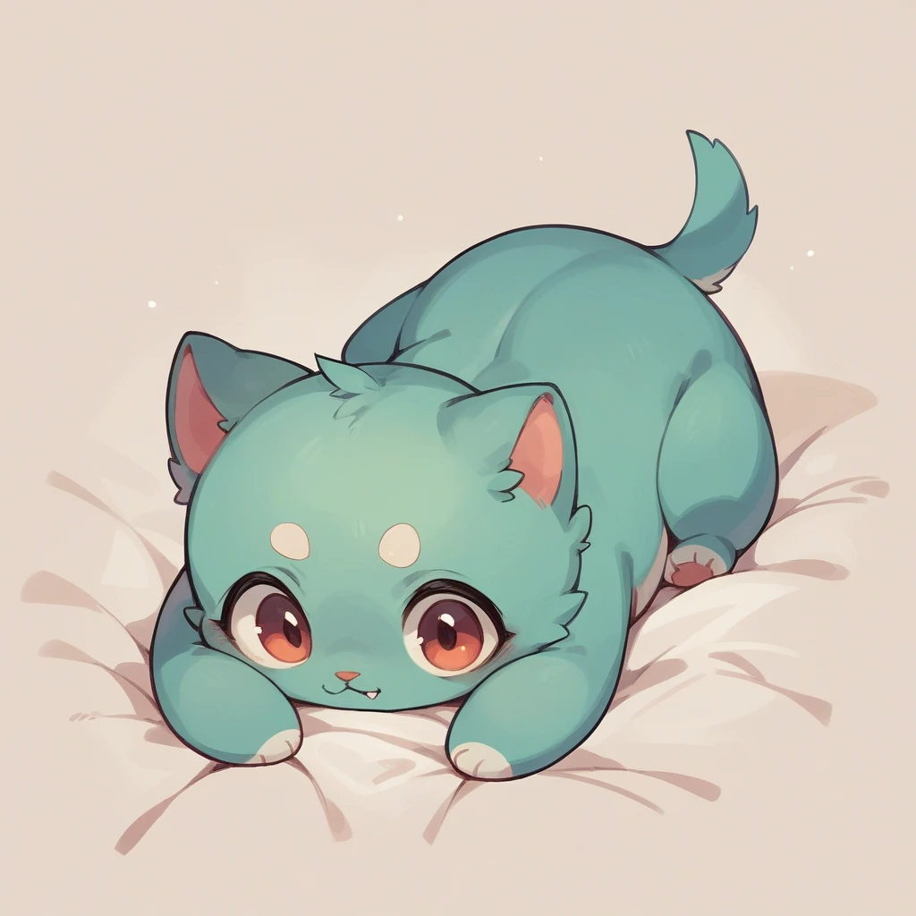 Illustration style，A cute kitten lying by the stove to keep warm。