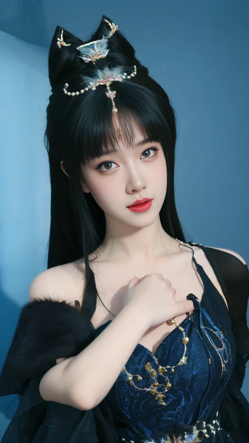 ulzzang-6500-v1.1,(raw photo:1.2),((photorealistic:1.30)), ((best quality)) ,((masterpiece)),((Ultra High Resolution)), ((Clear View)),,Ultra-high resolution,Clear face,（Reality：1.4) ,  illustration, an extremely delicate and beautiful, extremely detailed ,CG ,unity ,8k wallpaper, Amazing, finely detail, masterpiece,best quality,official art,extremely detailed CG unity 8k wallpaper,absurdres, incredibly absurdres, huge filesize, ultra-detailed, highres, extremely detailed,beautiful detailed girl, extremely detailed eyes and face, beautiful detailed eyes,light on face,cinematic lighting,1girl, full body),see-through,(looking at viewer:1.5),outdoors, Chinese dress, black dress, standing,