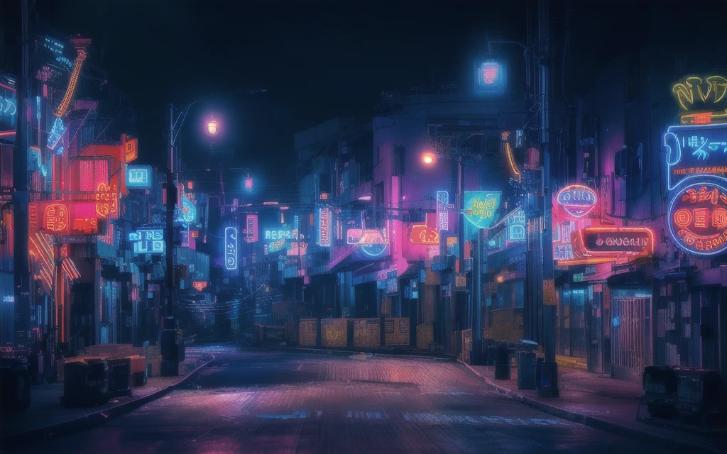 Brightly lit neon lights on city streets at night, Neon Street, Neon lights everywhere, Neon Streetlights, colored neons, City midnight neon lights, There are neon lights at night, bright Neon City lights, 柔和的Neon atmosphere, movie neon matte painting, neon light, Neon City, Neon night, There are neon lights all around, Neon atmosphere, Cyberpunk street at night