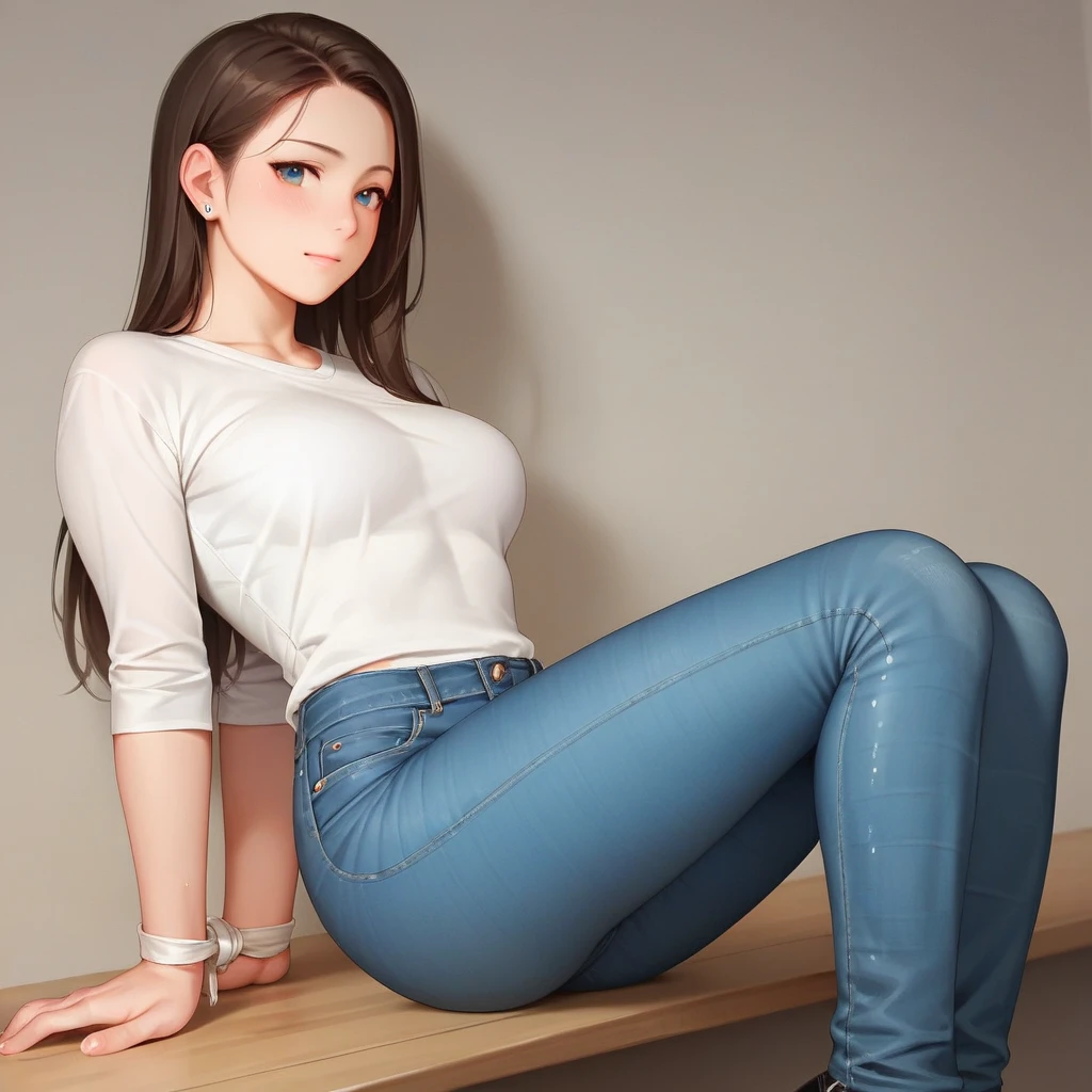 High resolution,Highest quality,White shirt and jeans, ch4irtied,