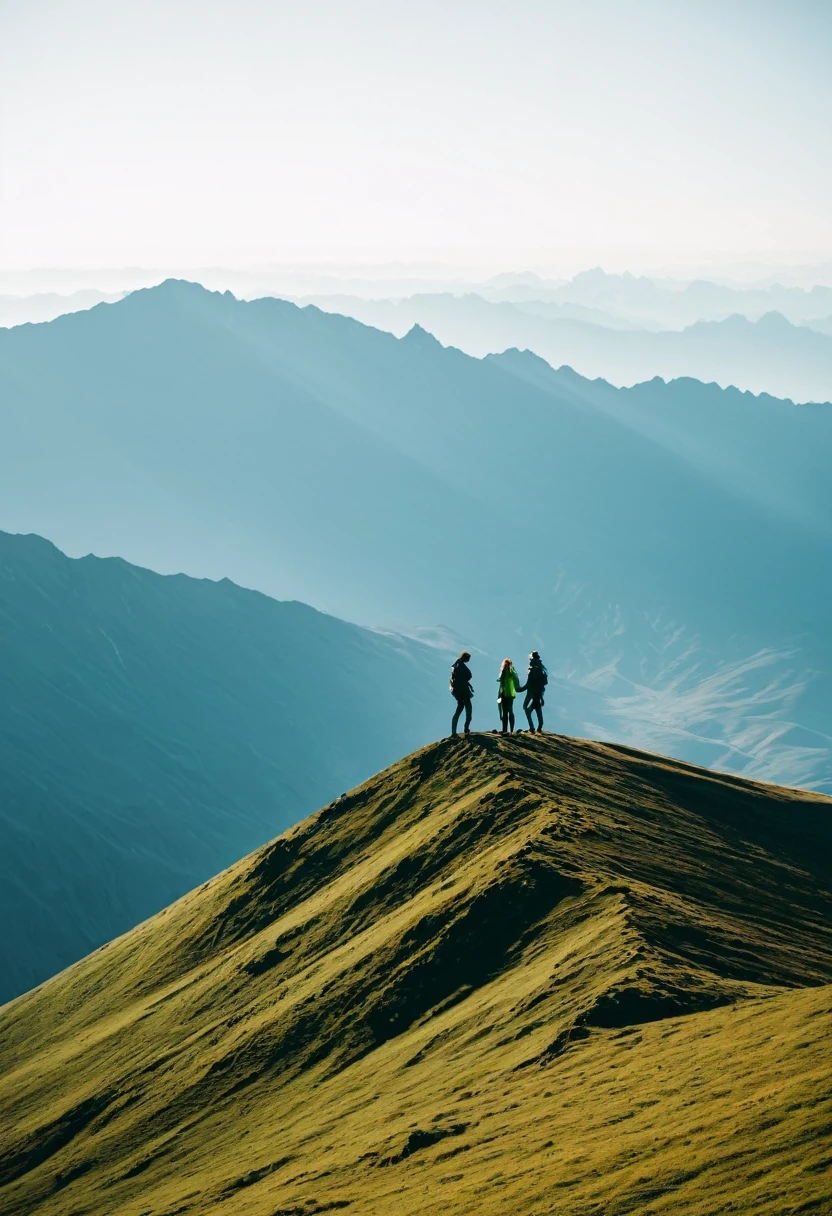 Two people standing on mountain