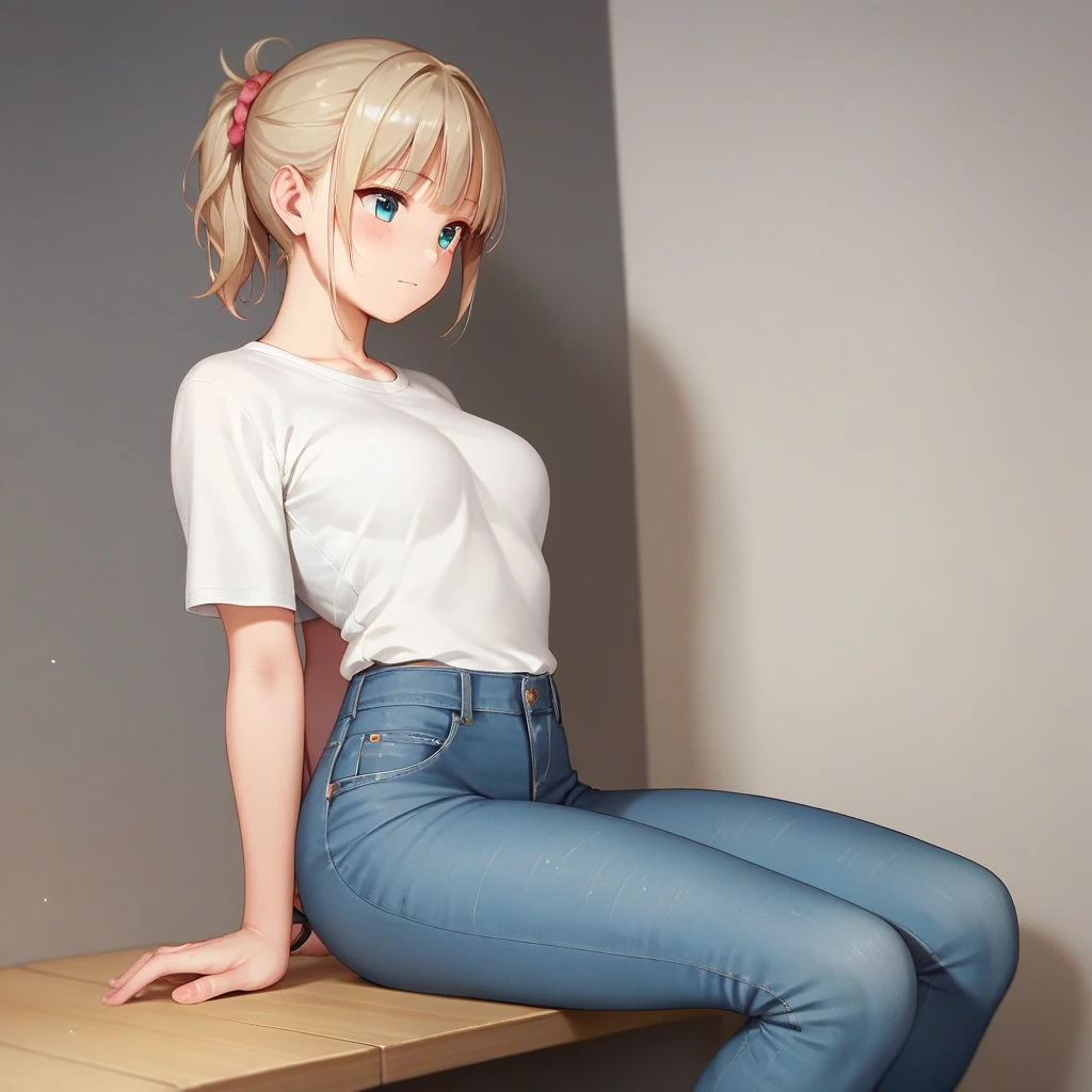 hashimotokanna,High resolution,Highest quality,White shirt and jeans, ch4irtied,