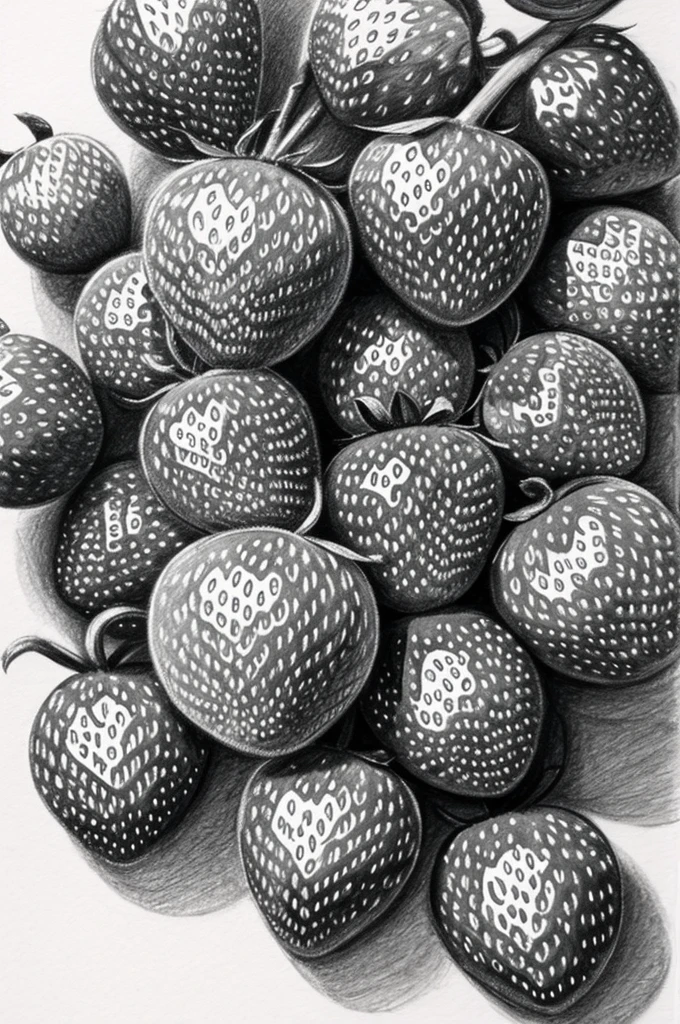 Graphite drawing of strawberries 