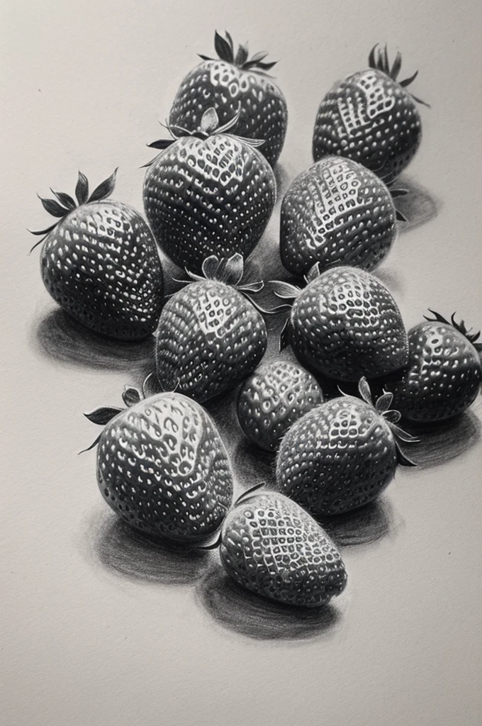 Graphite drawing of strawberries 