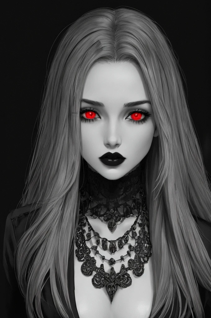 Goth girl 1girl, solo, long hair, looking at viewer, red eyes, jewelry, necklace, makeup, lipstick, black background, portrait, glowing eyes, by vergvoktre, dramatic, gritty, intense, distorted face, nightmare, intricate details, hyperdetailed, cinematic, dark shot, film grainy, soothing tones, muted colors, technicolor
BREAK
outdoors, twilight, raytracing BREAK
d4rk4rt artstyle, monochrome, greyscale