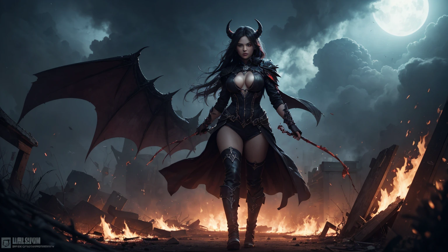 (dark skin), (demon horns), (well-defined eyes, high resolution, ultra detailed) large , Immortal temptation takes over my mind Condemned Fallen weak on my knees, summon the strength Of mayhem I am the storm that is approaching Provoking black clouds in isolation I am reclaimer of my name Born in flames, I have been blessed My family crest is a demon of death Forsakened, I am awakened A phoenix's ash in dark divine Descending misery Destiny chasing time Inherit the nightmare, surrounded by fate Can't run away Keep walking the line between the light Led astray Through vacant halls I won't surrend 5r The truth rev 5aled in eyes of ember We fight through fire and ice forever Two souls once lost, and now they remember I am the storm that is approaching Provoking black clouds and isolation I am reclaimer of my name Born in flames, I have been blessed My family crest is a demon of death Forsakened, I am awakened A phoenix's ash in dark divine Descending misery Destiny chasing time Disappear into the night Lost shadows left behind Obsession's pulling me Fading, I've come to take what's mine Lurking in the shadows under veil of night Constellations of blood pirouette Dancing through the graves of those who stand at my feet Dreams of the black throne I keep on repeat A derelict of darkness, summoned from the ashes The puppetmaster congregates all the masses Pulling strings, twisting minds as blades hit You want this power? Then come try and take it Beyond the tree Fire burns Secret love Bloodline yearns Dark minds embrace Crimson joy Does your dim heart Heal or destroy? Bury the light deep within Cast aside, there's no coming home We're burning chaos in the wind Drifting in the ocean all alone