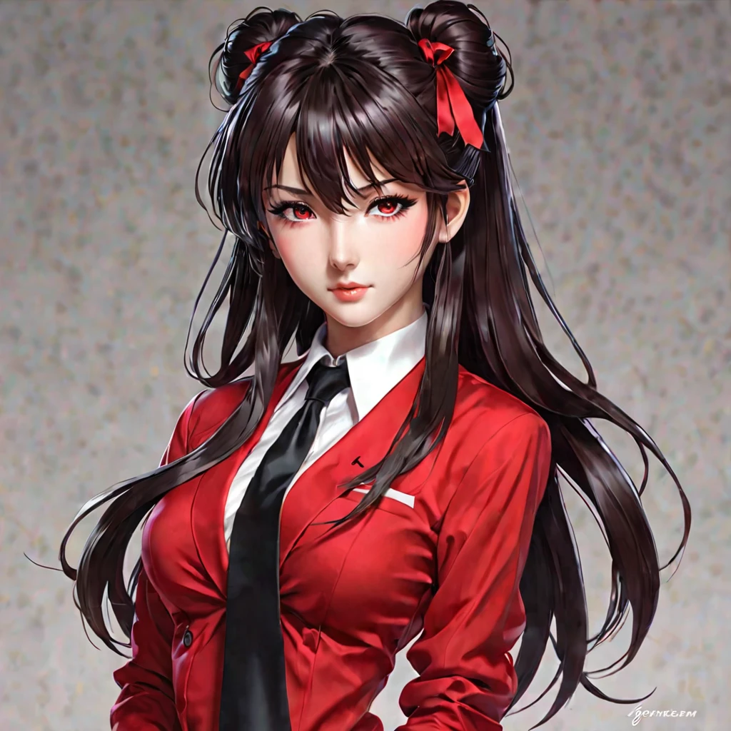 anime girl in red shirt and black tie posing for a picture, by Yang J, extremely detailed artgerm, rin tohsaka, artgerm jsc, artwork in the style of guweiz, beautiful digital artwork, artgerm. high detail, range murata and artgerm, style artgerm, ig model | artgerm