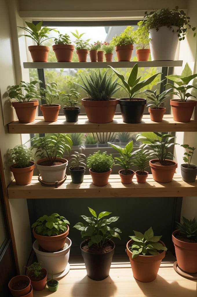 potted,Greenery,cultivating,inside in room,There are a lot of them,watering