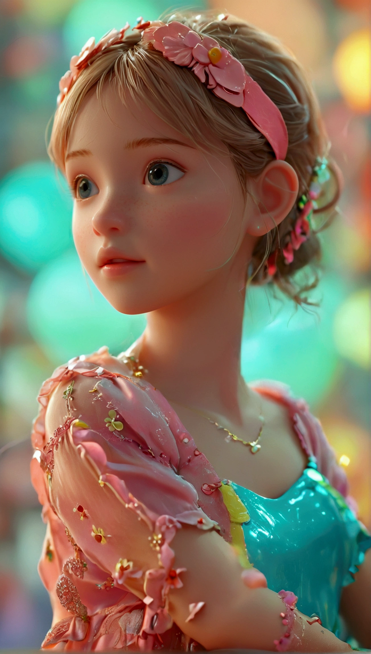 Exquisite 3D PVC cute young girl model, Looking at the audience, Soft and smooth lighting, Soft colors, 3d icon clay rendering, 120mm lens, 3d blender rendering, Popular on polycount, Modular Constructivism