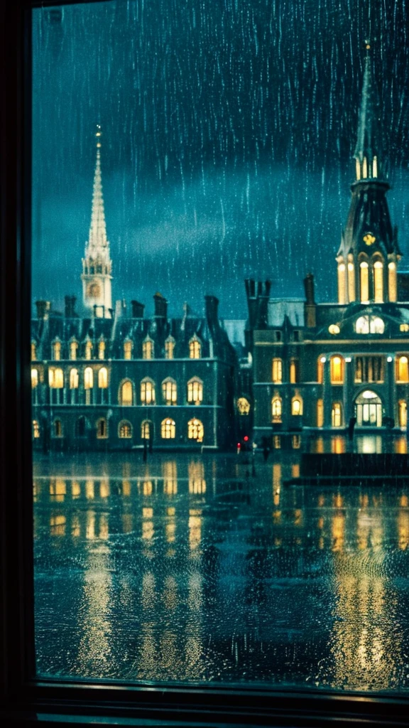 Rainy scenery seen from the window Night view London