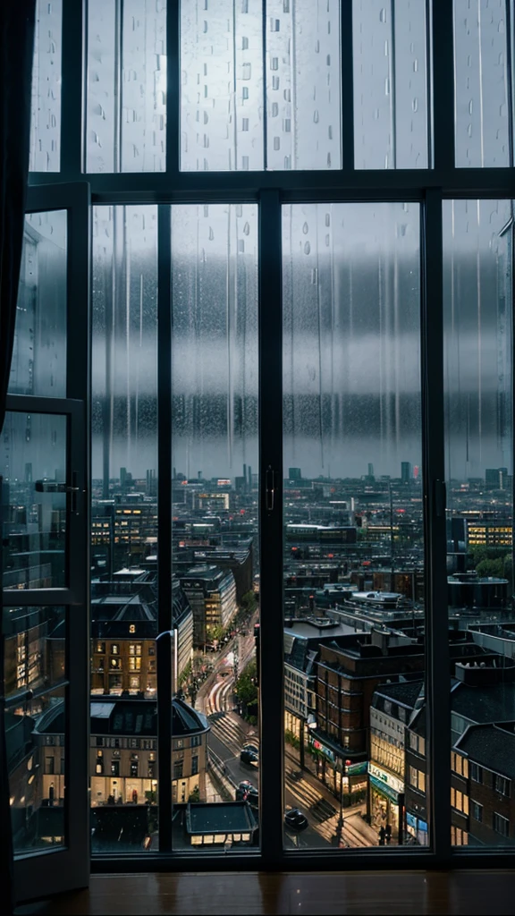 Rainy scenery seen from the window Night view London