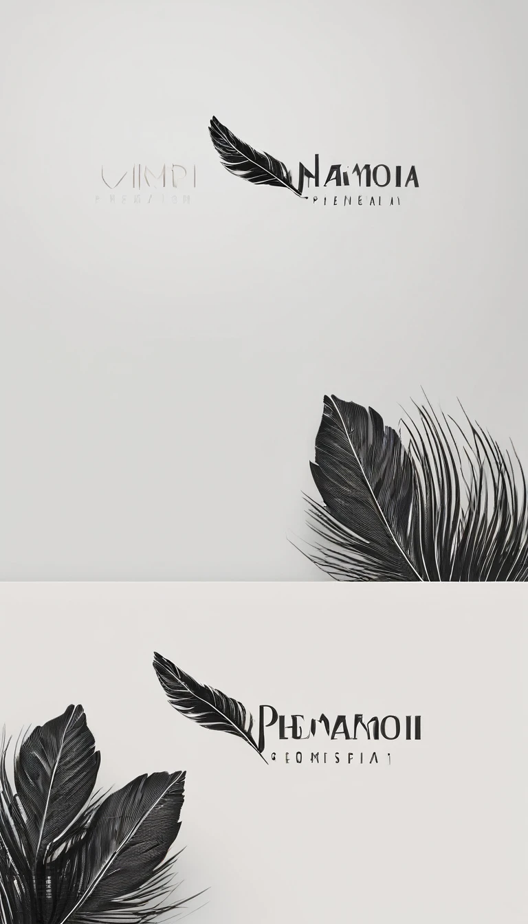 A minimal, modern, simple, cinematic logo design for the brand “Penamemoria". Create a modern, minimalistic, high-quality, logo of a bird feather