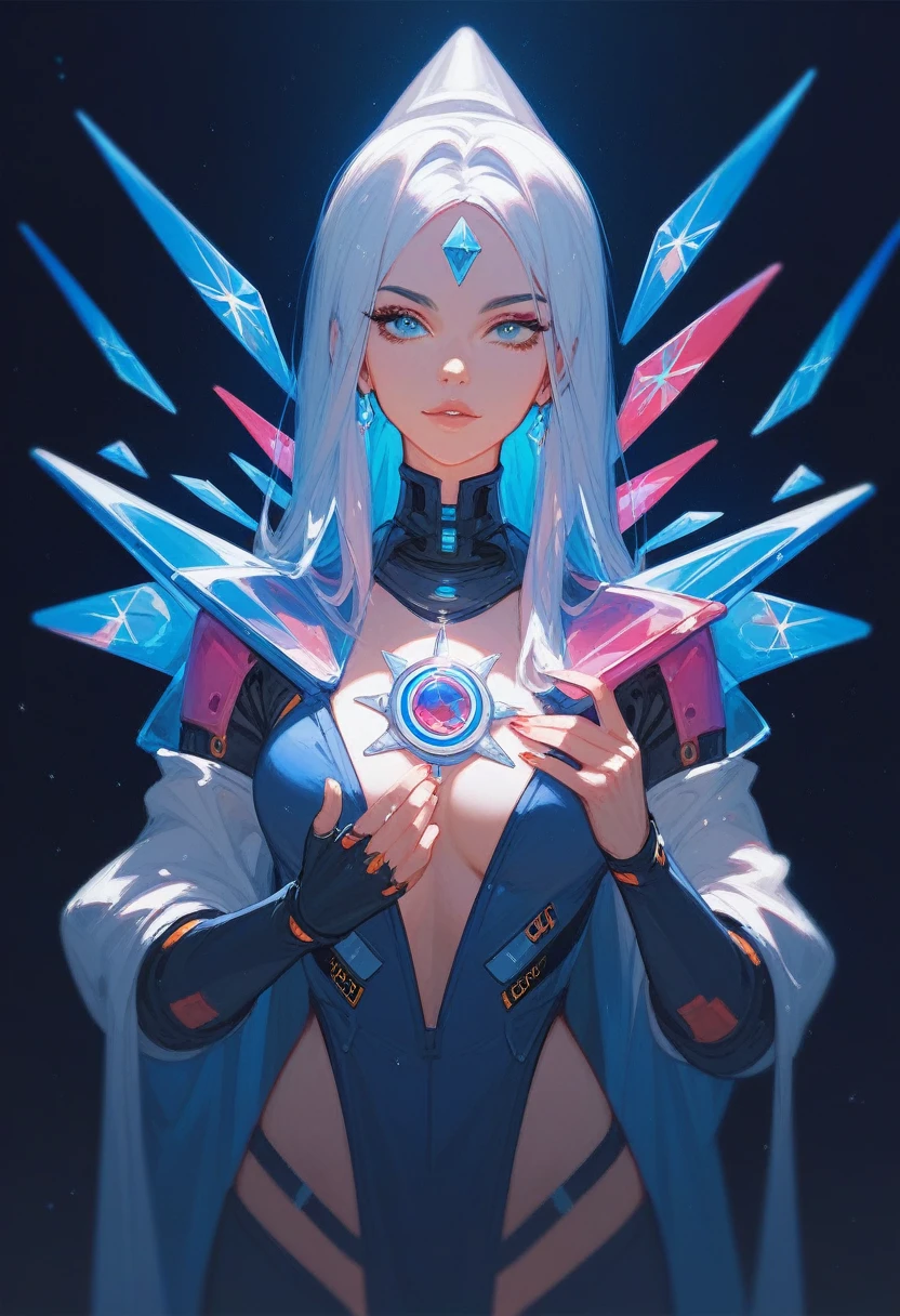 (Fraction_9,Fraction_8_Direction_7_up),1 a woman,(((bust))),Explorer Izerell,time traveler,high tech,AI,