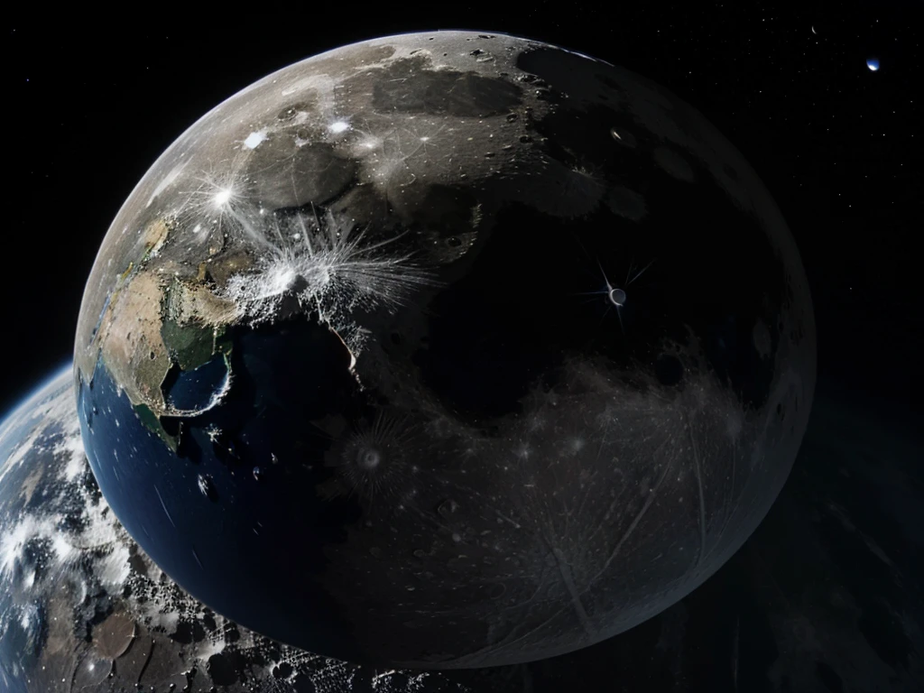 Image of the planet Earth and the Moon