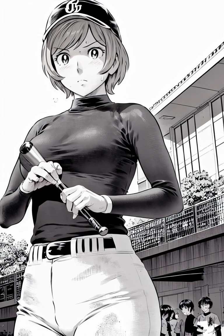 (野球uniform:1.2),
blonde, (short hair:1.2),Long sleeve, Black Shirt, turtleneck,White trousers、uniform、Black belt、((Illustration of people))、big 、Covered in mud、Soil stains、ドロドロのuniform、Baseball Cap、
View your viewers,, (Highest quality:1.3),One Girl, White pants、uniform、Outdoor、baseball ground、ground、soil、blue eyes、Tight black shirt、(masterpiece、Highest quality)、Highest quality, Ultra-high resolution, (((masterpiece))), alone, Sweat、big eyes、big Breasts、Torn clothes、 Fully exposed、Nipples、One Girl, Front view、Embarrassed face、Bronze colored hair、((Baseball Cap、short hair))、Stand up straight、Cowboy Shot