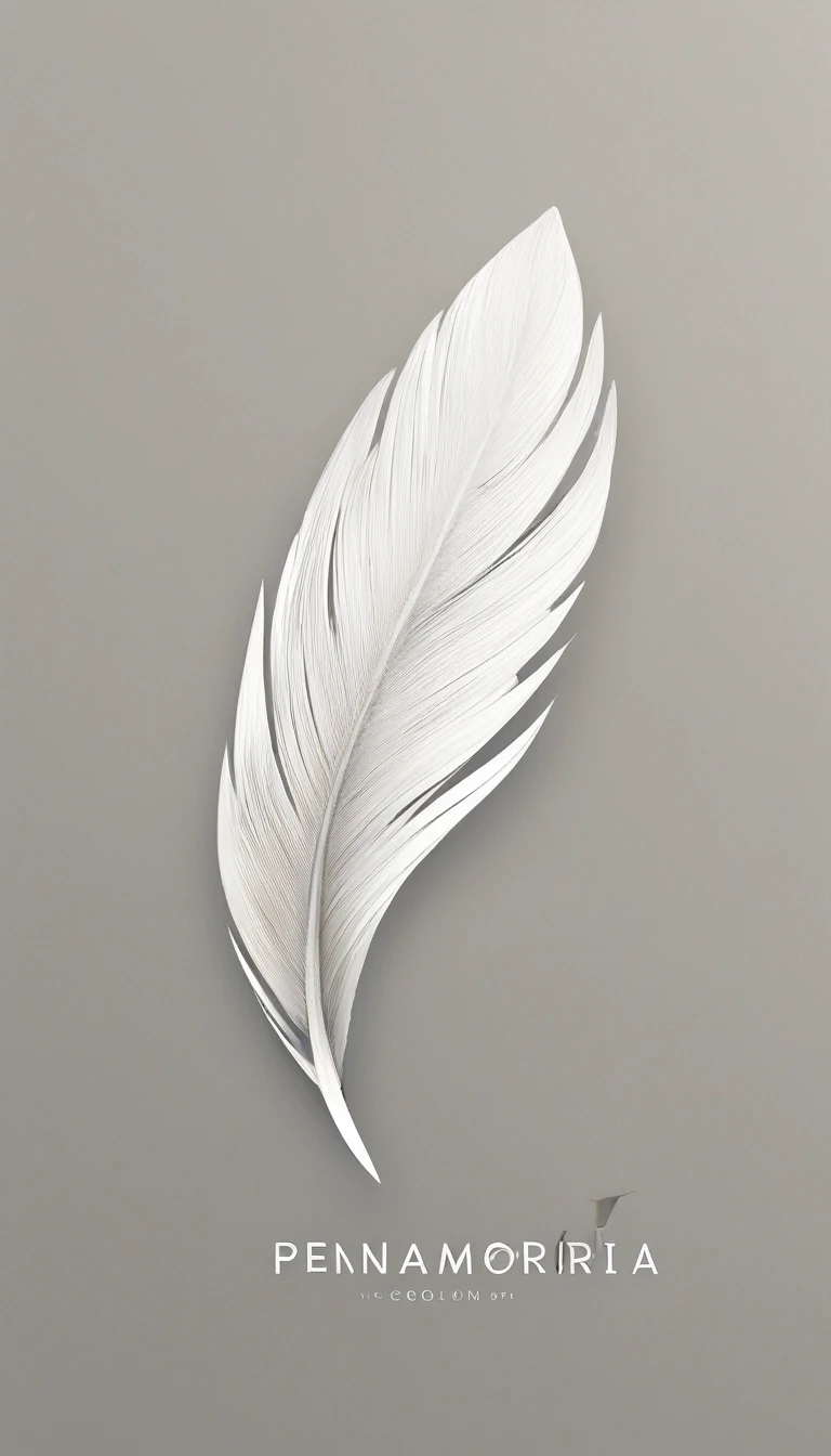 A minimal, modern, simple, cinematic logo design for the brand “Penamemoria". Create a modern, minimalistic, high-quality, logo of a dreamy. fantastic, poetic, masterpiece bird feather
