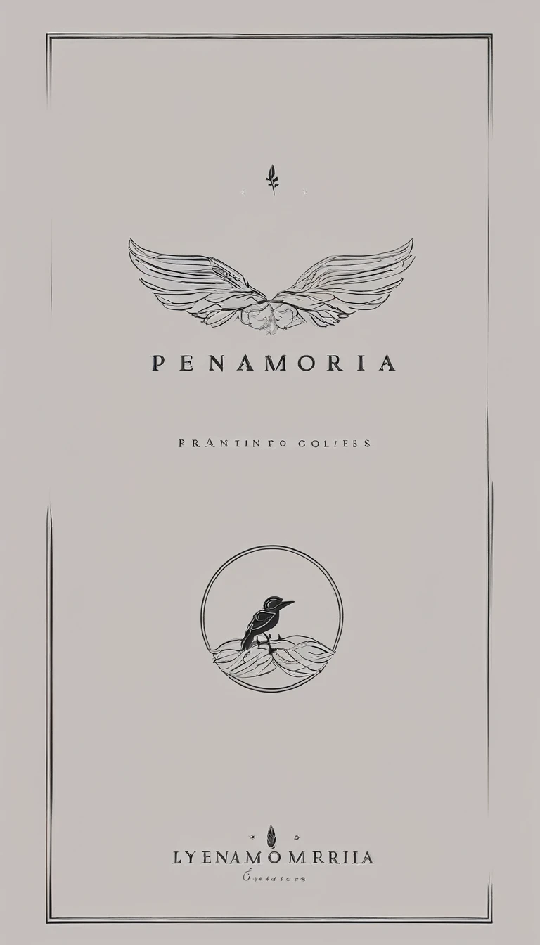 A minimal, modern, simple, cinematic logo design for the brand “Penamemoria". Create a modern, minimalistic, high-quality, logo of a boy-feather