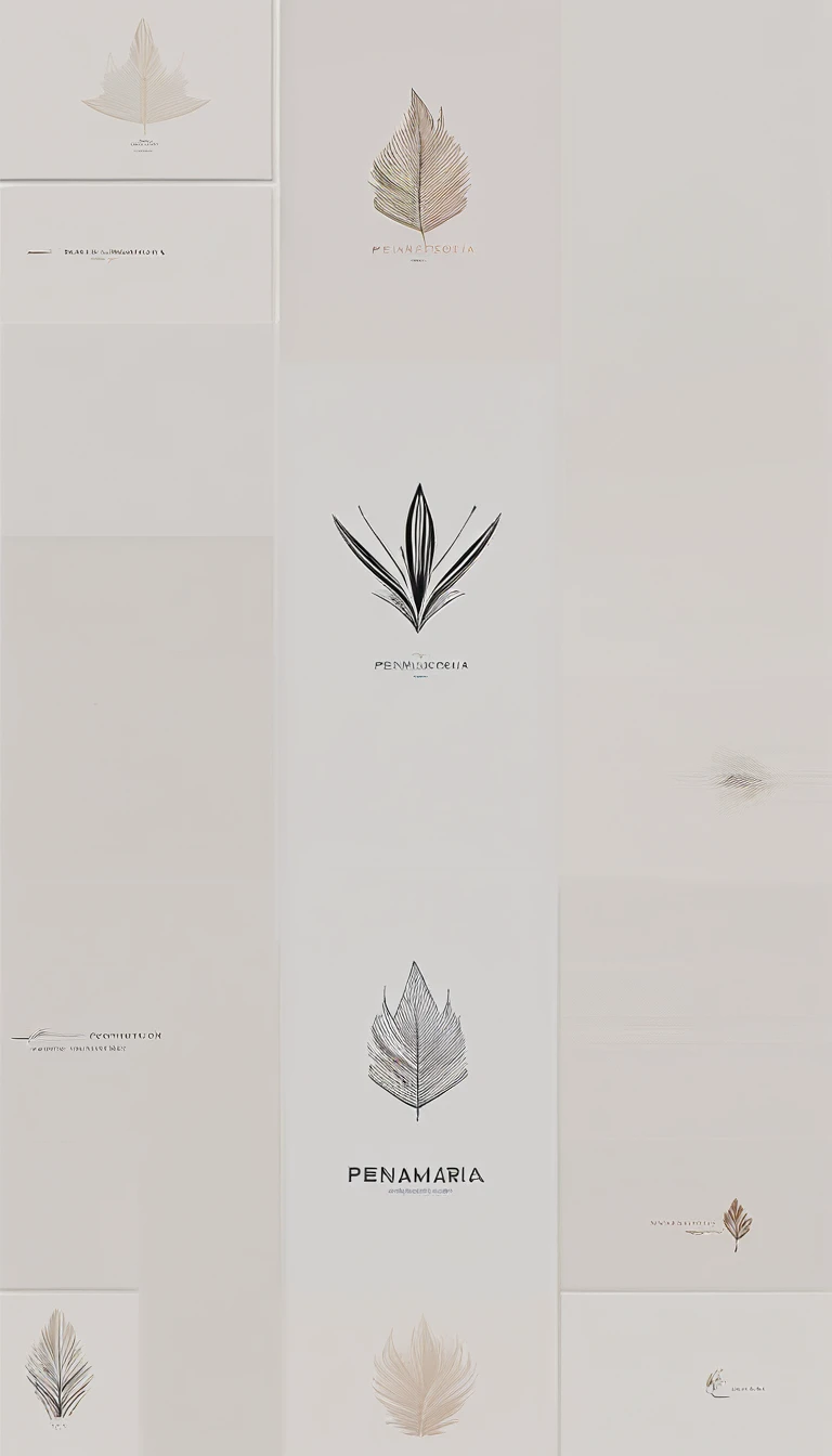 A minimal, modern, simple, cinematic logo design for the brand “Penamemoria". Create a modern, minimalistic, high-quality, masterpiece, fantastic, poetic feather that symbolizes dreams and stories.