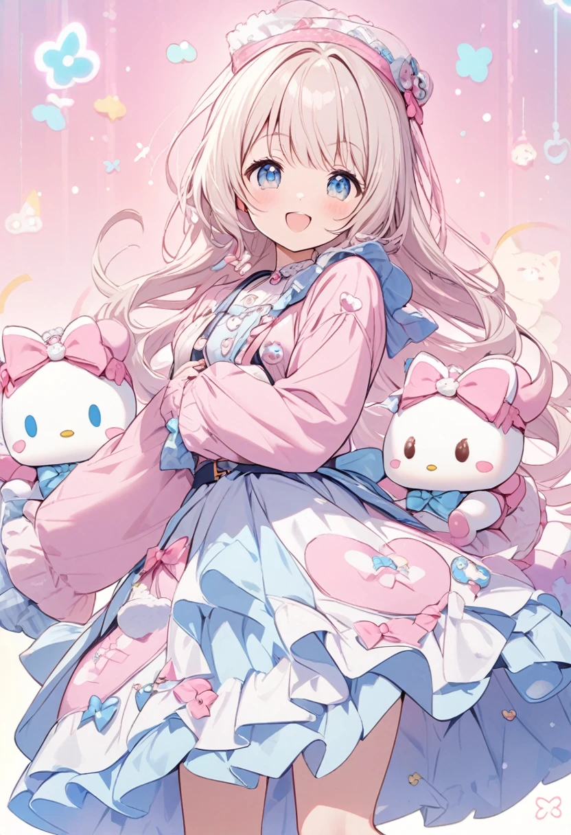 Cute smiling girl in flowing skirt, Sanrio