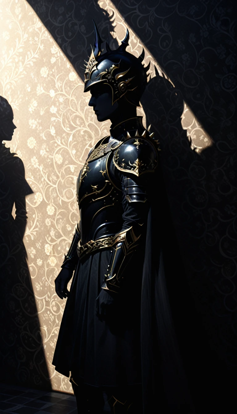 (John Ball Style:0.8),(Liu Ye's style:0.9),
1 male knight,(Black_armor:1.6),Romantic flower background,(Fantasy style armor:1.3),(Sienna and (Black:1.5) Pane Cloak:1.6),
rest
beautifully Gorgeous sleek horned helmet,(special shoulder armor with (nail:1.5):1.2),(dregon spiked armor:1.5),
rest
(Extremely detailed and complex, Hyperpolarizers, elegant, Gorgeous, Surrealism, Very detailed:1.1),(Dynamic poses:1.3),
(Absolute darkness:1.9),(reduce_shadow:1.8),(detailed shadows:2.2),Made up of very thick lines,Emphasis Line,Perfect lines,Infinite Line,Utopian style,Fantasy style,(Low-key lighting:1.7),