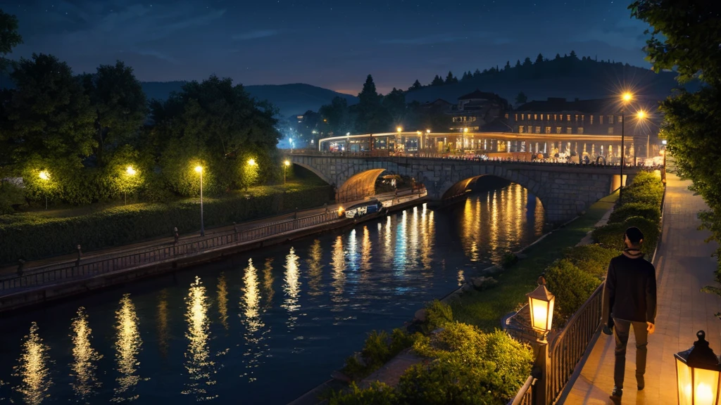 Riverside night Highest quality An illustration