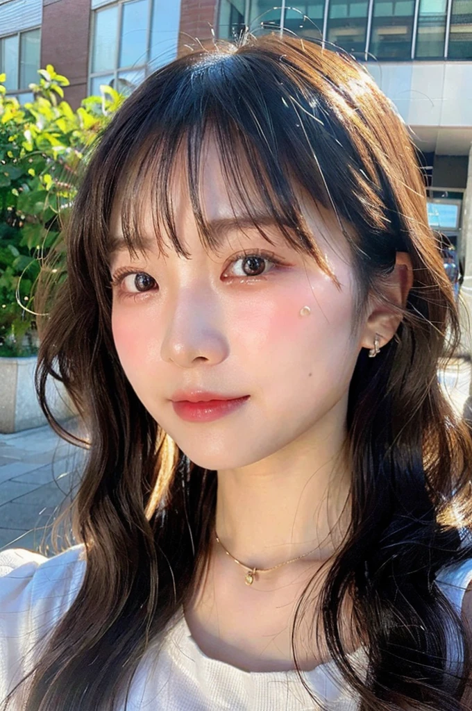 ((crying)), high-level image quality、16 year old Korean girl photo, raw, cute face, (Extra-long wavy hair), ((Portrait)), ((Detailed face:1.2)), ((A detailed face Characterized by fine skin), pale skin, , (cold color), moist, moist, reflector stay piece) (perfectly proportions)(photos realistic)(Best Quality) photographed in a Canon EOS R5, 50mm Lens,(8K), Natural eyes、
