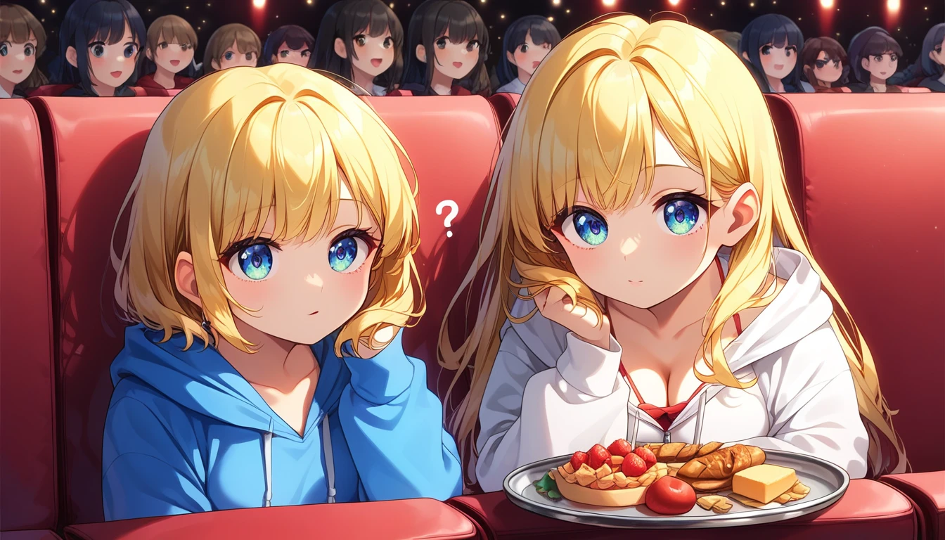 ((2girls:1.3)), ((hoodie:1.3)), ((movie theatre:1.3)), ((curious:1.3)), ((food tray:1.3)), ((spaghetti:1.3)), ((moe style:1.3)), ((perfect face)), ((extremely cute:1.3)), ((masterpiece:1.3)), ((8k)), ((best quality:1.3)), ((beautiful)), ((extremely detailed:1.3)) , ((absurdres)), AddXL, ((score_9:1.3)), ((score_8_up:1.3)), ((score_7_up:1.3)), Expressiveh