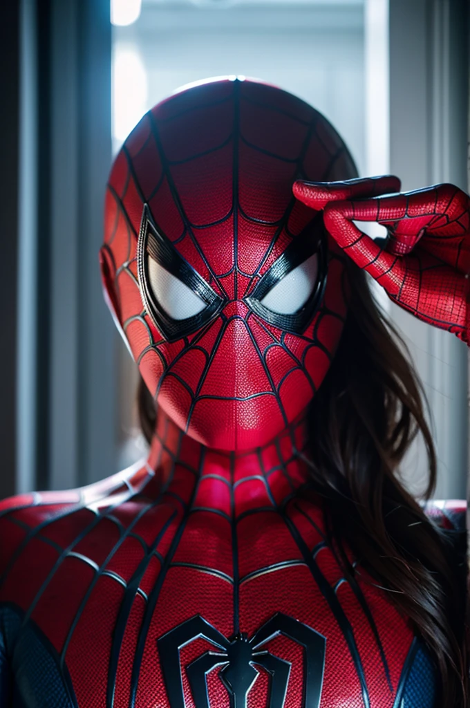 Spiderman Pictures, No mask, 20th Generation, good looking, Detailed face, looking at the camera, Portraiture, 8K Ultra HD, high quality