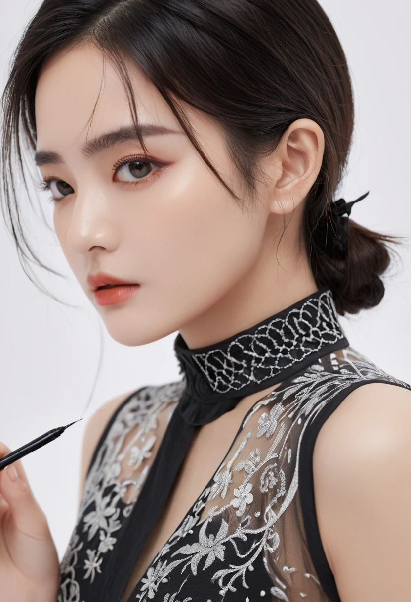 (masterpiece, best quality),  Intricate details, 8K, Art Station, wallpaper, Official Art, Ink Art, Clear focus,, 1 Girl,      