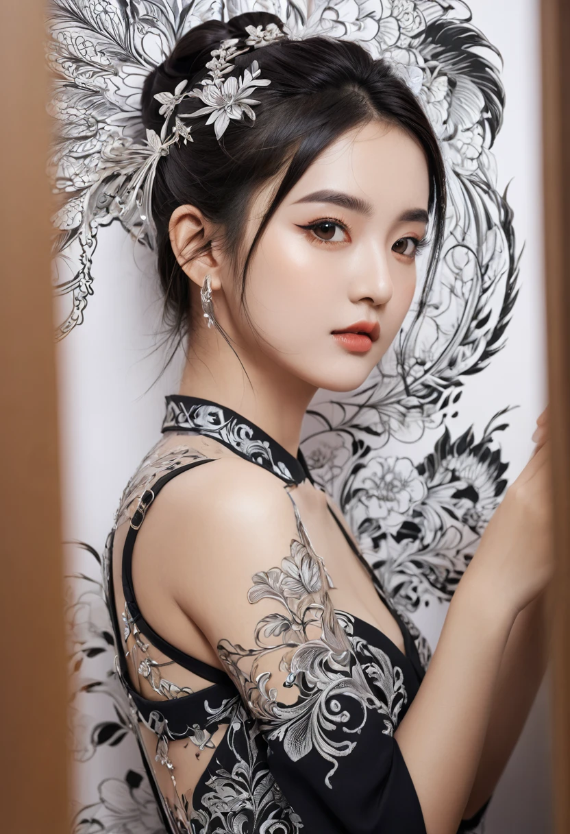 (masterpiece, best quality), Intricate details, 8K, Art Station, wallpaper, Official Art, Ink Art, Clear focus,, 1 Girl,