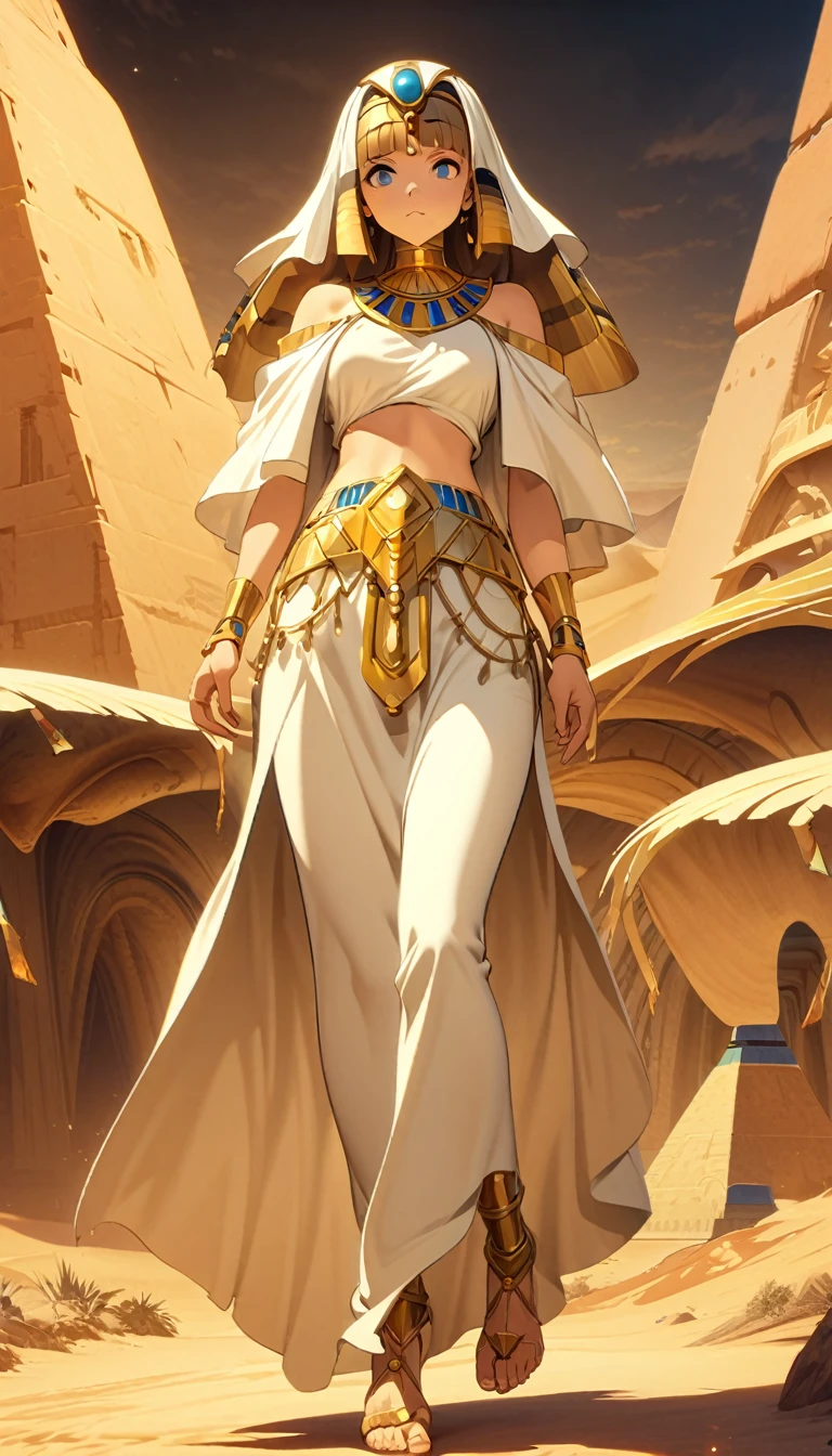 Desert Princess，Egyptian style，style，Gold Jewelry，High Saturation，CG Art， Makoto Shinkai&#39;s photo, pure, Concept Art, Lofi Art style，新海诚动画艺术style, Lofi Art, Beautiful anime scene, Anime Landscape, Detailed scenery, 新海诚的style, 新海诚的style, Enhance Details