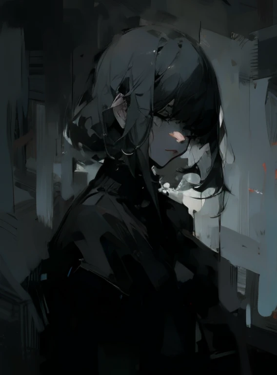 Girl, terrifying, sad, depressing, very dark, very detailed 